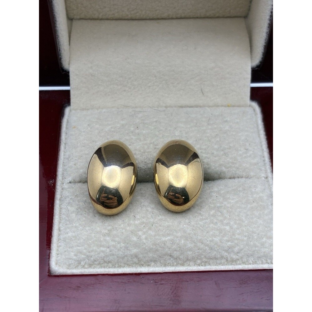 Avon Gold Tone Teardrop Stud Pierced Earrings Signed Huggie Classic VTG